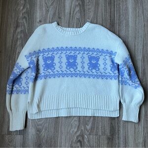 Pink Republic White and Blue Bear Sweater
